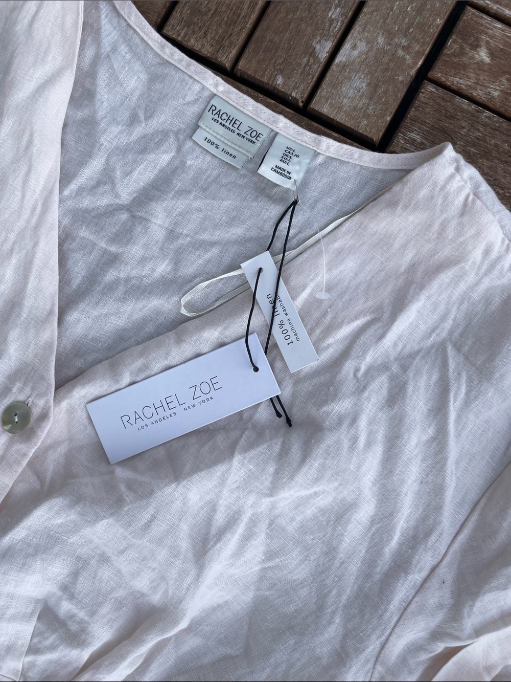 Rachel Zoe Pale Pink Button-Front Linen Midi Dress - Picture 2 of 3